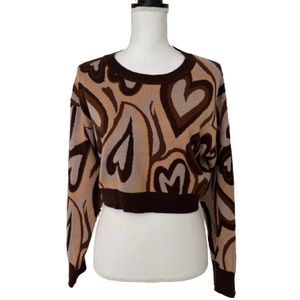 NEW Altar'd State Brown and Tan Heart Sweater